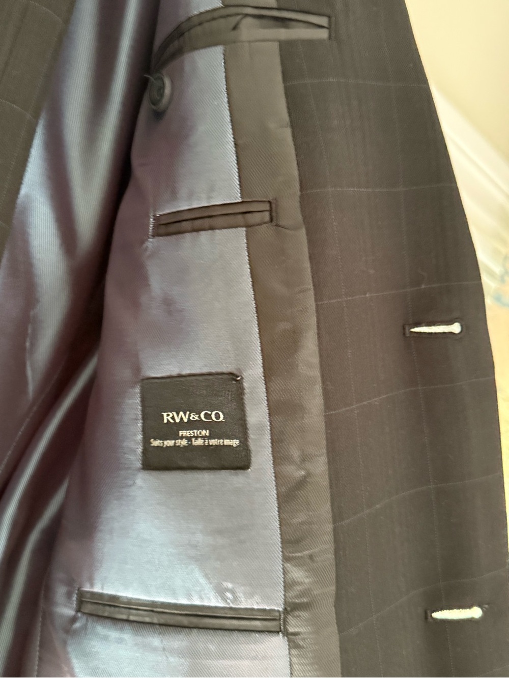 RW&CO. Men's Black Windowpane Suit Jacket